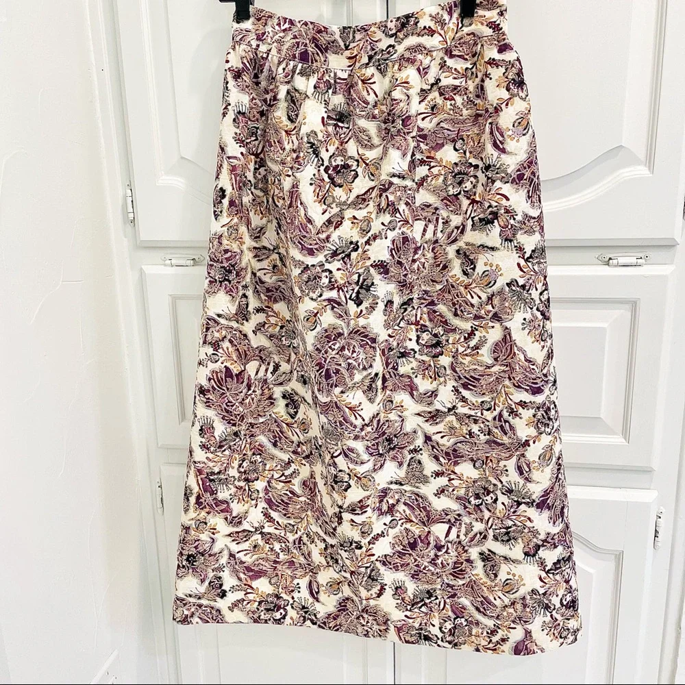 Anna Sui Gathered floral-jacquard‎ midi skirt Size 4